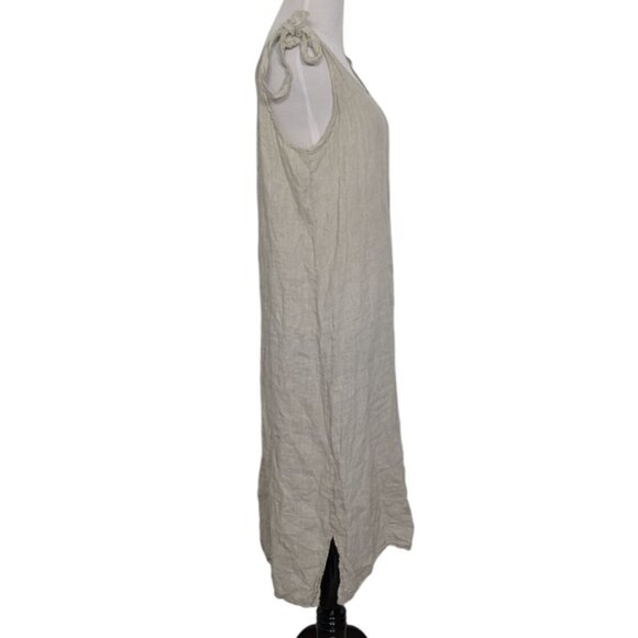 Valentina Naldi Linen Dress Womens Size Medium Beige Neutral Tie Straps Italian - Picture 7 of 10